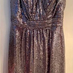Elegant Sequin Evening Dress. Jasmine Bridesmaids Pewter Dress size 10. NWT